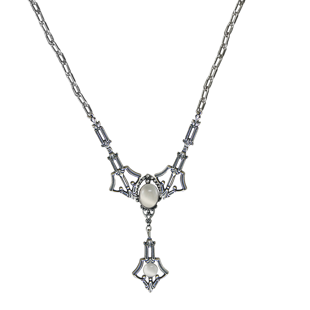 Sterling Silver Victorian Inspired Necklace With White Moonstone